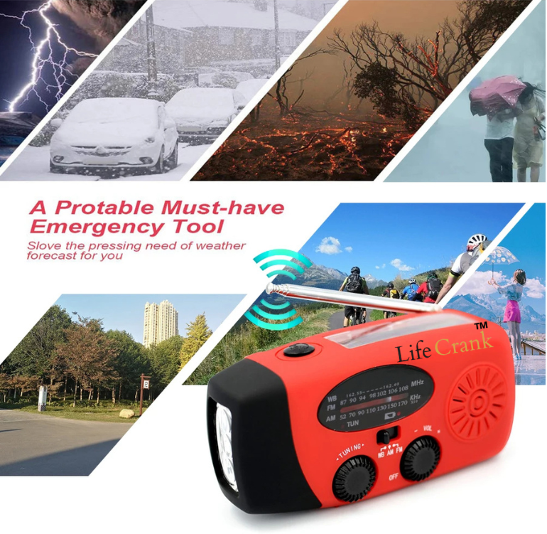 Radio Solar Radio LED Flashlight Weather USB Charging Emergency Radio Waterproof