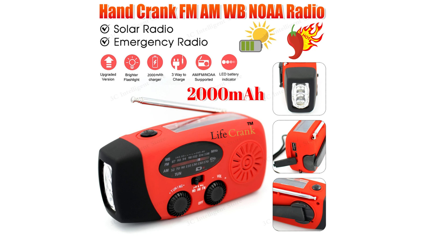 Radio Solar Radio LED Flashlight Weather USB Charging Emergency Radio Waterproof